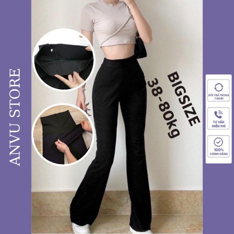 Quần thun ống loe legging bigsize nữ lưng cao cạp chun chất cotton siêu co dãn hách dáng chân dài