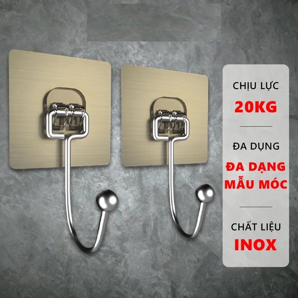 Móc dán tường chịu lực siêu dính treo đồ, vật dụng đa năng tiện ích inox 304