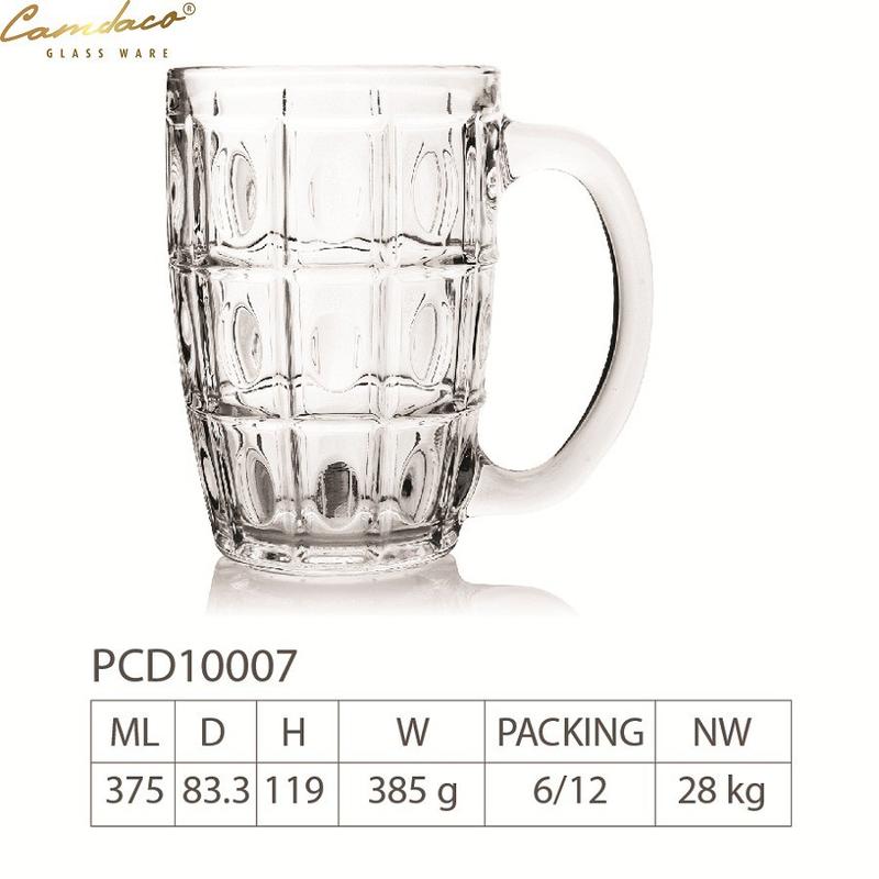  Bộ 12 Ly Thủy Tinh Uống Bia Có Quai PCD10007 375ML – Cẩm Đạt 