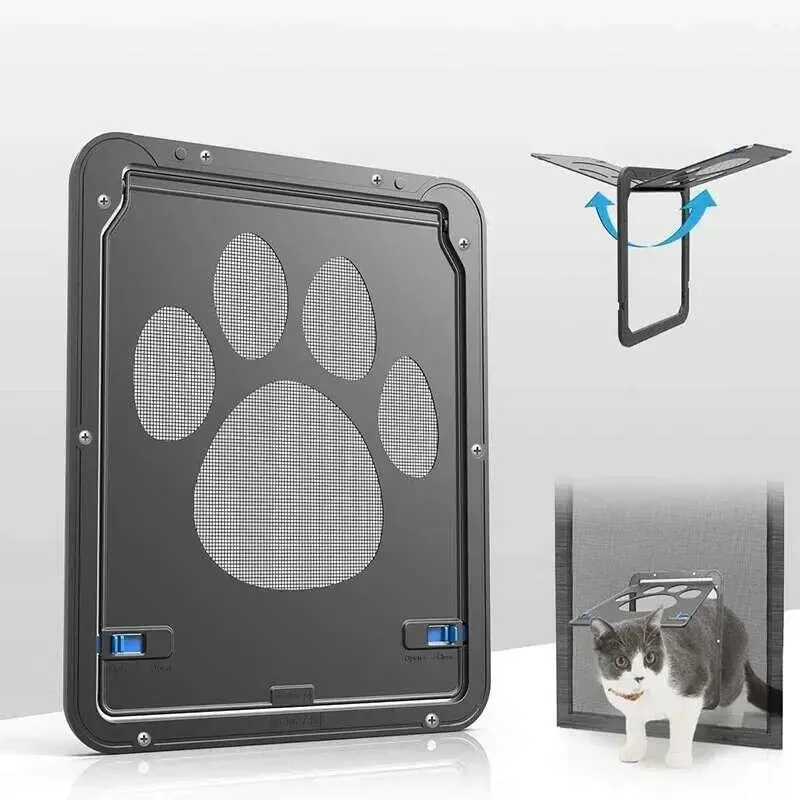 Dog Cat Lockable Magnetic Screen Outdoor Function Gates  Ramps Window Garden Tunnel Safety Self-Closing Flap Gate Pet Door