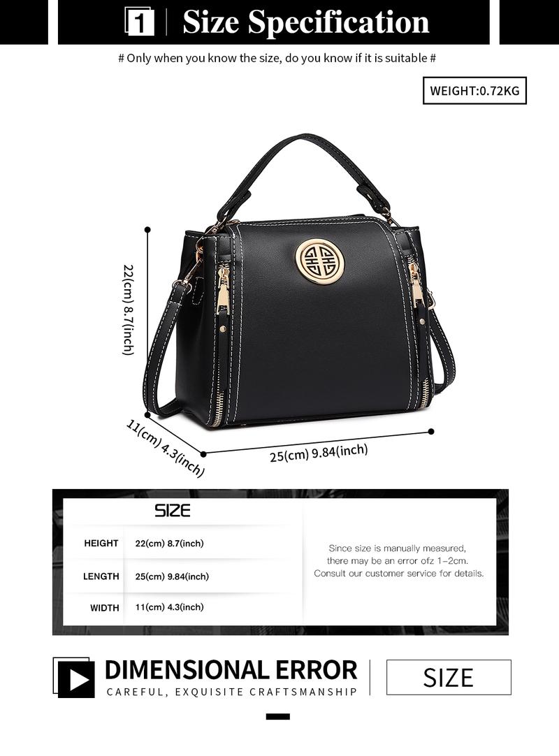 Product Introduction of [MissLulu Bags] Leather Look Handbag with Dual Zipper Closure, Crossbody Bag for Women 1