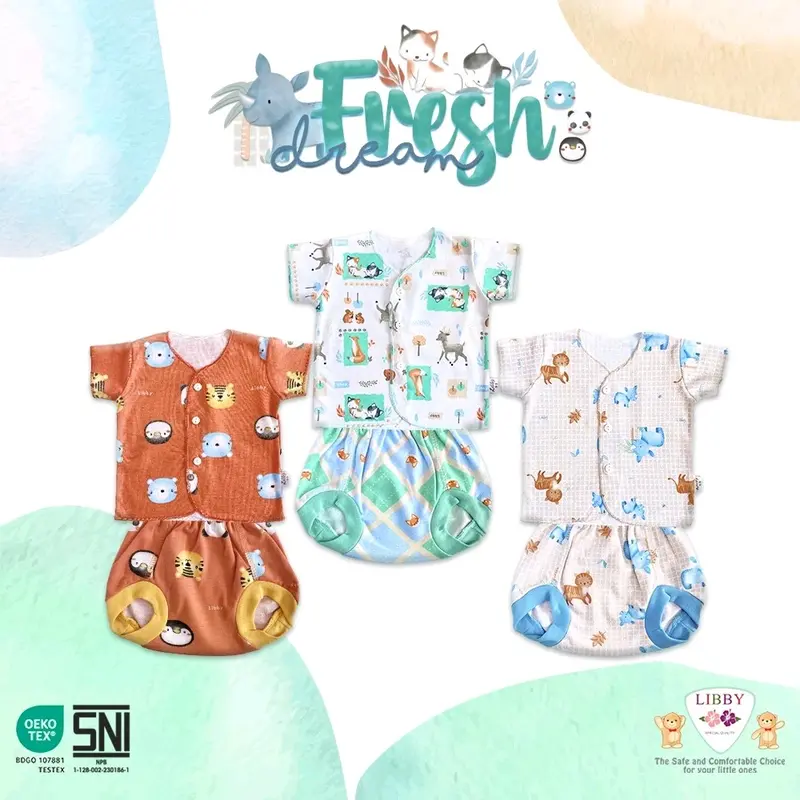 Libby Setelan Baju Pendek Celana Pop Bayi Newborn 0-6 Bulan 7