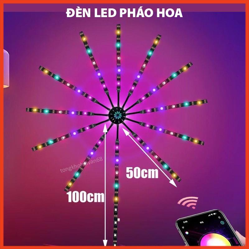 Đèn LED Ph áo Hoa Cảm Ứng Âm Thanh Tự Động Điều Chỉnh Qua App Điện Thoại + Remote Trang Trí Trong Nhà Ngoài Sân Size Lớn
