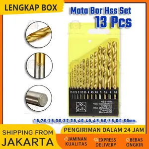Mata Bor Besi Baja Set 13pcs HSS Titanium Power Drill Steel Hex Shank Usefultools 13 Pcs Mata Bor Besi Set 1.5 - 6.5 mm Mata Bor HSS Drill Bit Set