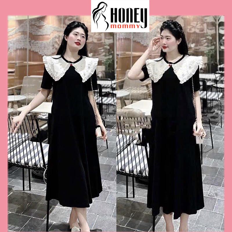 Đầm Bầu Váy Bầu Mùa Hè Tay Cộc Dáng Xuông Cổ Sen Đính Ngọc Phong Cách Dễ Thương Đi Chơi Đi Du Lịch HD3022 Honey Mommy Váy Nữ Women Dress