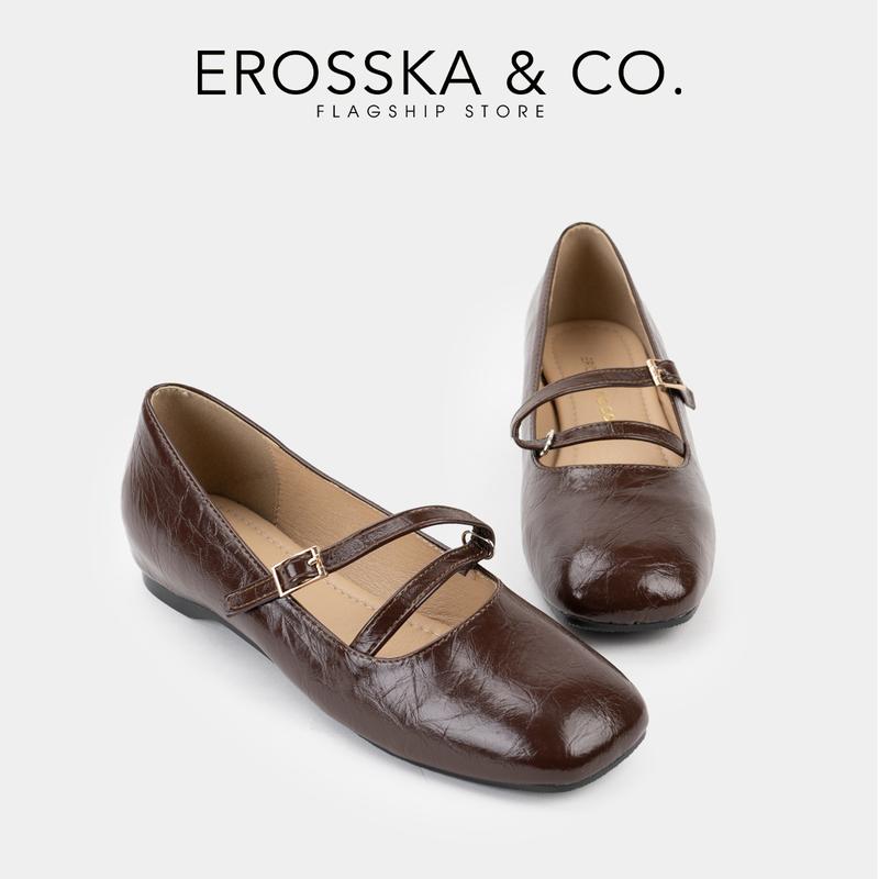 EROSSKA - Giày búp bê nữ kiểu giày ballet core đế độn cao 2cm màu nâu - EL071 7