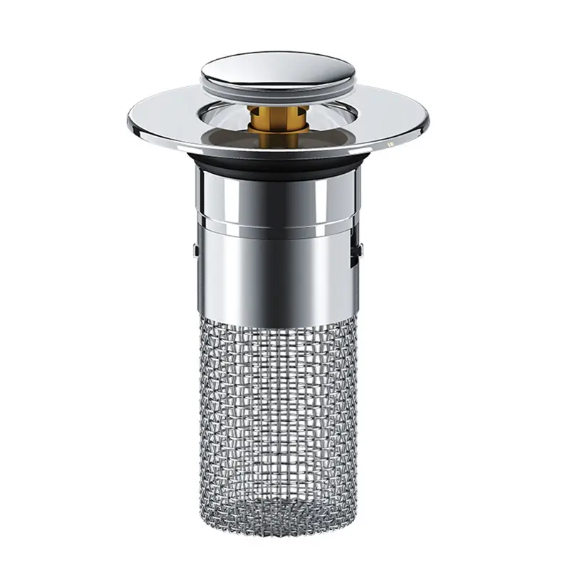 Bathroom Sink Stopper Hair Catcher, Pop Up Sink Drain Stopper with Removable Stainless Steel Filter Basket Hair Catcher