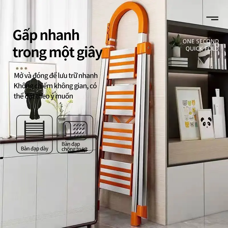 Thang Gấp Gọn 4 5 6 Bậc Ameca Khung Thang Chữ A Nhập Khẩu 1.5M 2M Thang Inox 304 Nhôm Ghế Gia Đìn 1