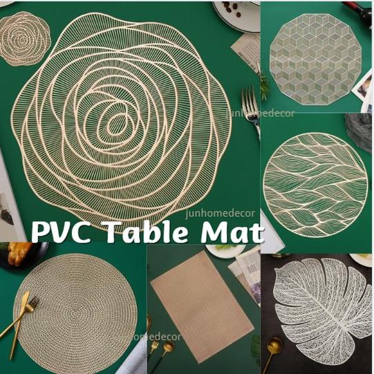 Premium Gold PVC Placemat Table Mat Anti Scalding Non Slip Alas ...