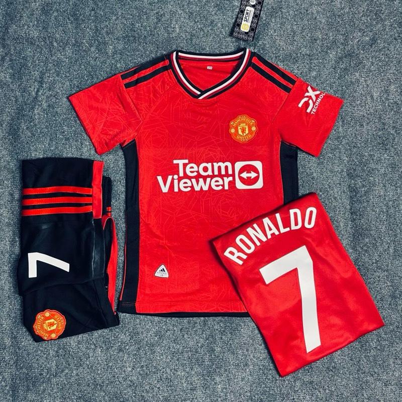 Bộ Quần áo Đá Banh Trẻ Em CLB Manchester United 2023 / 2024 - ( QUẦN + ÁO )+(IN SẴN) -  Vải Mè Kim Cao Cấp Nhất Top - Hàng in Sẵn Tên