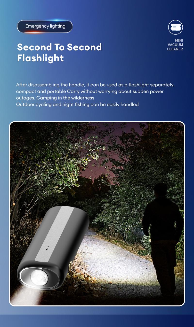 Product Introduction of Wireless Vacuum Cleaner Car Mini Inflatable Vacuum Cleaner Lighting Power Bank Portable and Compact Folding Powerful Handheld Air Pump 4