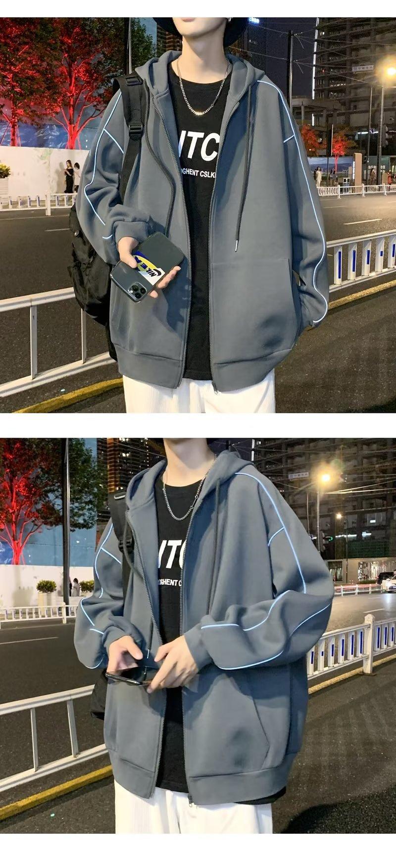 Product Introduction of Sweater 2024 New Fashion Brand Ins Youth Oversize Niche High Street Cardigan Hooded Coat Hoodie Menswear Sweatshirts Tops Lingerie 4