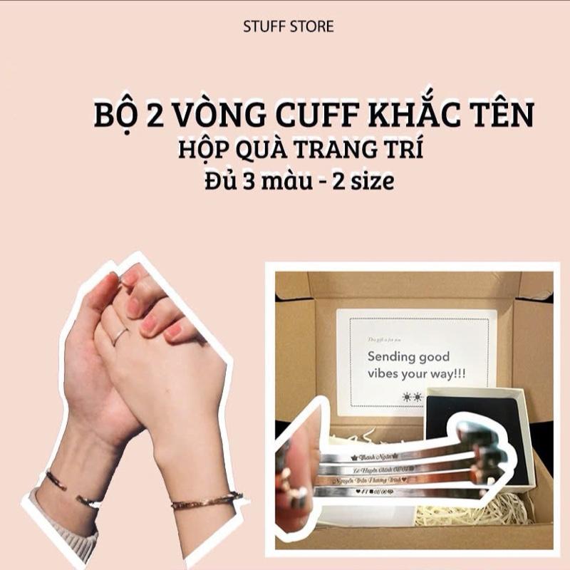 [MUA 2 TẶNG HỘP QUÀ] VÒNG CUFF TRƠN KHẮC TÊN 2 MẶT THÉP 316L KHÔNG GỈ Phụ Kiện CẶP ĐÔI