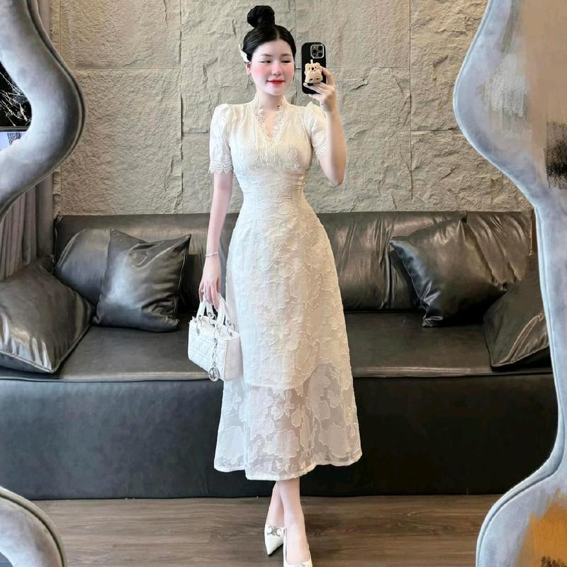Đầm ren tiểu thư dáng dài Ceci xinh xắn Dress Women Nữ 1
