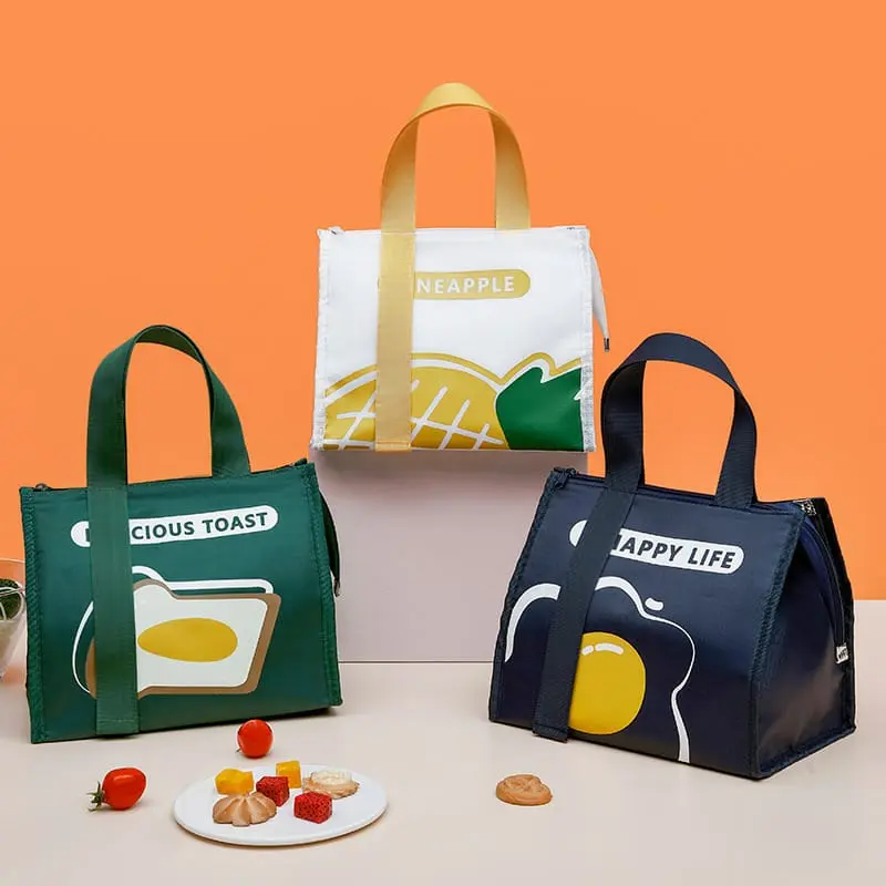 Lunch bag bahan oxford ukuran 24.5x21x17cm dilengkapi aluminium foil/Tas bekal BW0009 1