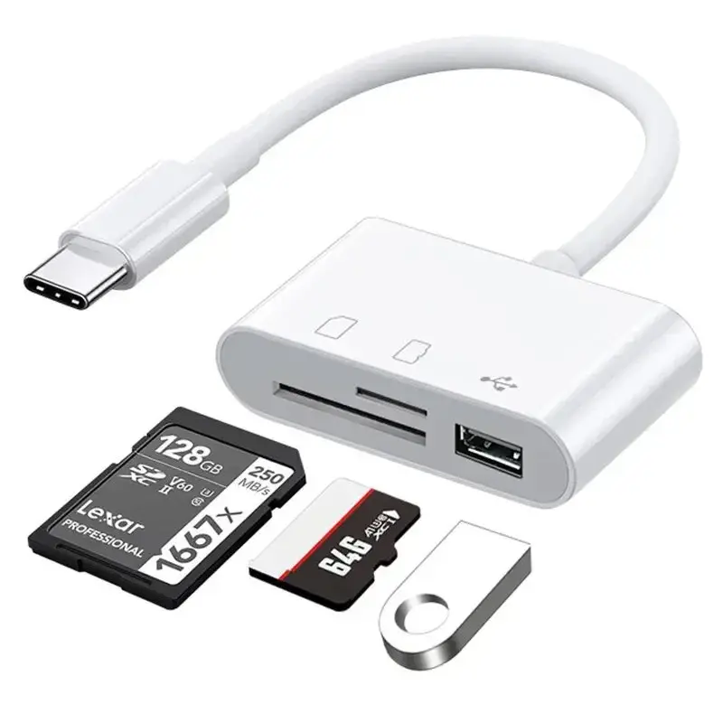 USB Type C hub adapter 3 in 1 type C to TF CF SD memory card reader USB converter adapter for phone MacBook Huawei Samsung