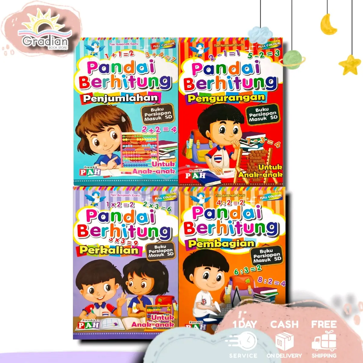 Buku Anak Pandai Berhitung Penjumlahan Pengurangan Perkalian Pembagian - Buku berhitung TK PAUD