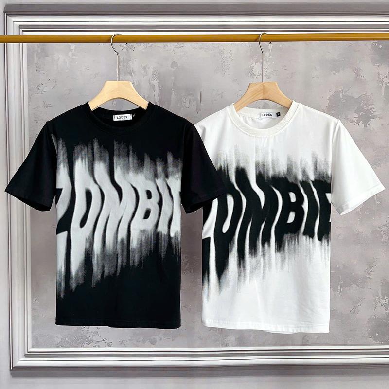 Áo thun nam nữ tay ngắn cổ tròn loang màu chữ in, chất vải Thun cotton co dãn (Hình ảnh tự shop chụp thật) MENSWEAR            )