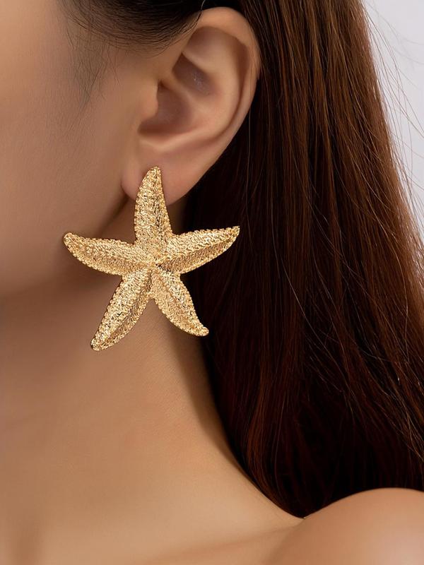Starfish Design Stud Earrings, Fashionable Jewelry for Women, Daily Clothing Decor, Trendy All-match & Exquisite Jewelry for Birthday Gift 3