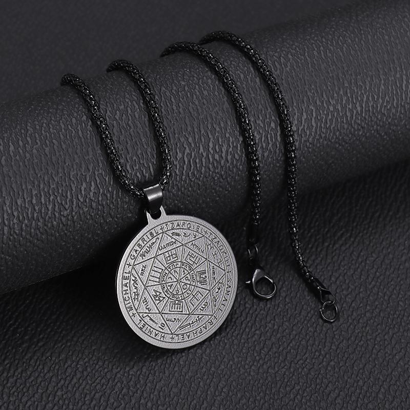 Product Introduction of Stainless Steel 7 Archangel Seal Necklace Solomon Kabbalah Seal Pendant Men's Supernatural Protection Amulet Magical Jewelry 1