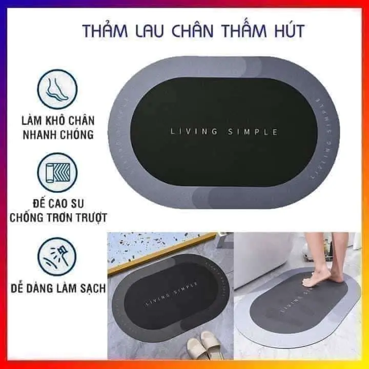 Thảm Chùi Chân Silicon Siêu Thấm Hút - Chống Trơn Trượt -  Hút Nước Loại I 35x50cm