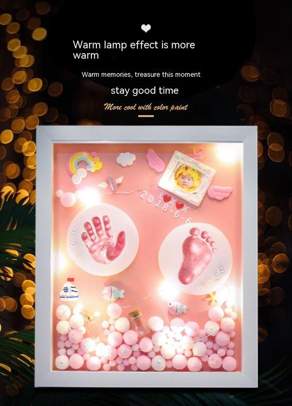 Product Introduction of Baby Hand and Foot Marks Fetal Hair Souvenir Diy Homemade Creative Newborn Baby Footprints Hand Print Photo Frame 12