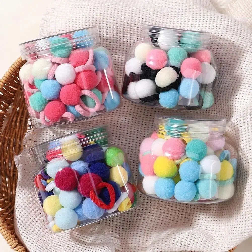 Dây Buộc Tóc Co Giãn, Thiết Kế Dễ Thương Cho Trẻ Em, Dành Cho Bé Gái, Với Quả Bóng Nhồi Bông Dây Cao Su, Thích Hợp Cho Bé, Phụ Kiện Tóc Cửa Hàng Thời Trang Trẻ Em, Có Sẵn Trong 20 / 40 Miếng