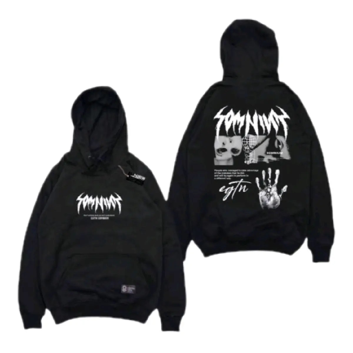 Hoodie MAN WOMEN Oversize Jumper FULL HITAM Sweater