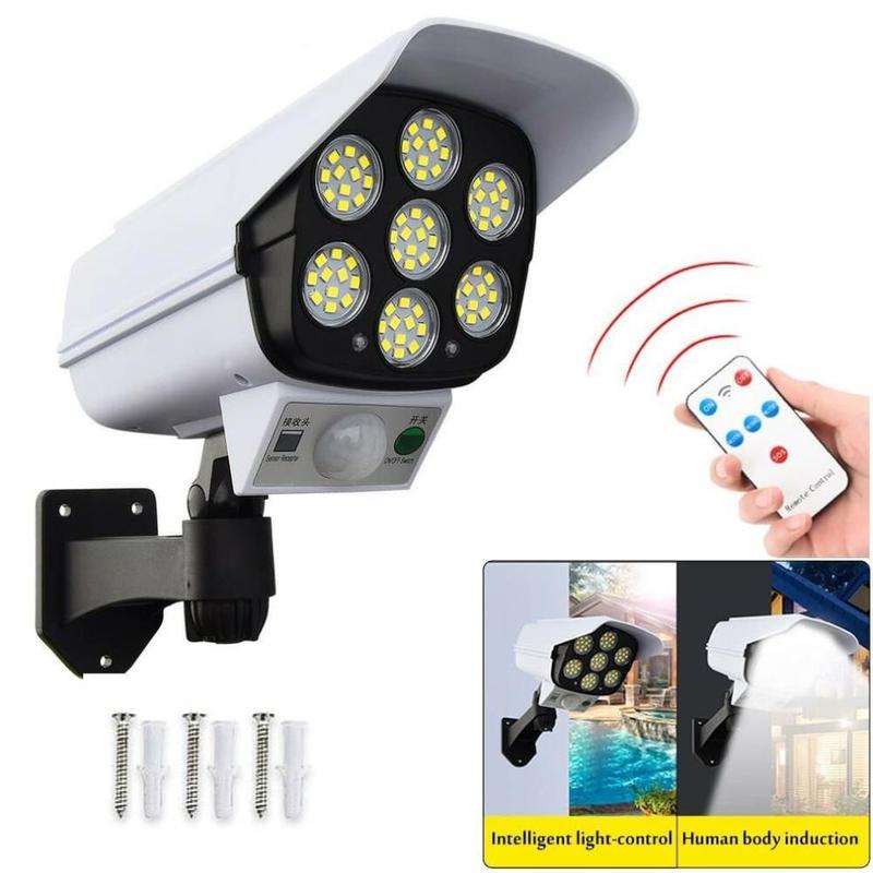 Đèn năng lượng mặt trời đèn giả camera chống trộm kèm điều khiển từ xa