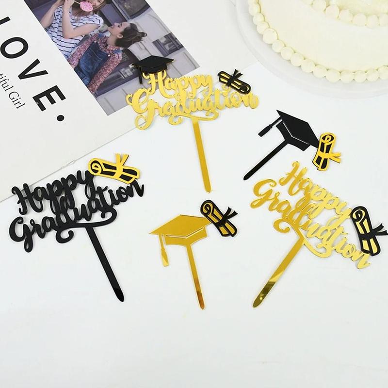 Product Introduction of Happy Graduation Cap Cake Toppers Birthday Photo Props Black Cartoon Bachelor Hat Cap Cake Decoration DIY Congrats Cake Topper for School Celebrations 8