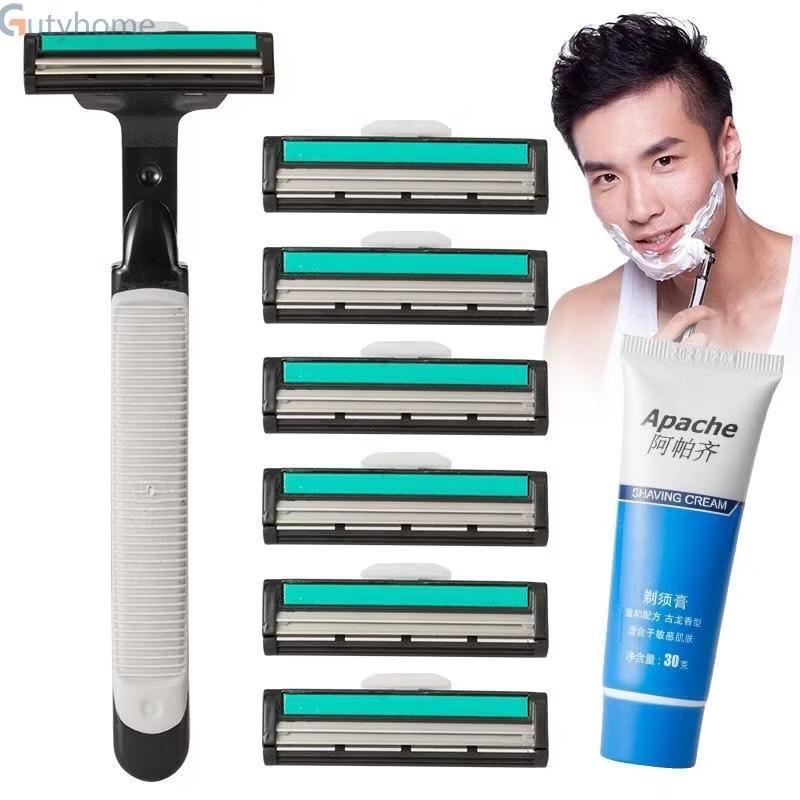 Sét Dao Cạo Râu 72 Lưỡi Dao + 2 Cán Dao Tặng 2 Lọ Gel Làm Mềm Râu & Hộp Nhựa Tiện Dụng Cho Nam Giới Chăm Sóc Râu Cao Cấp Từ Thái Lan
