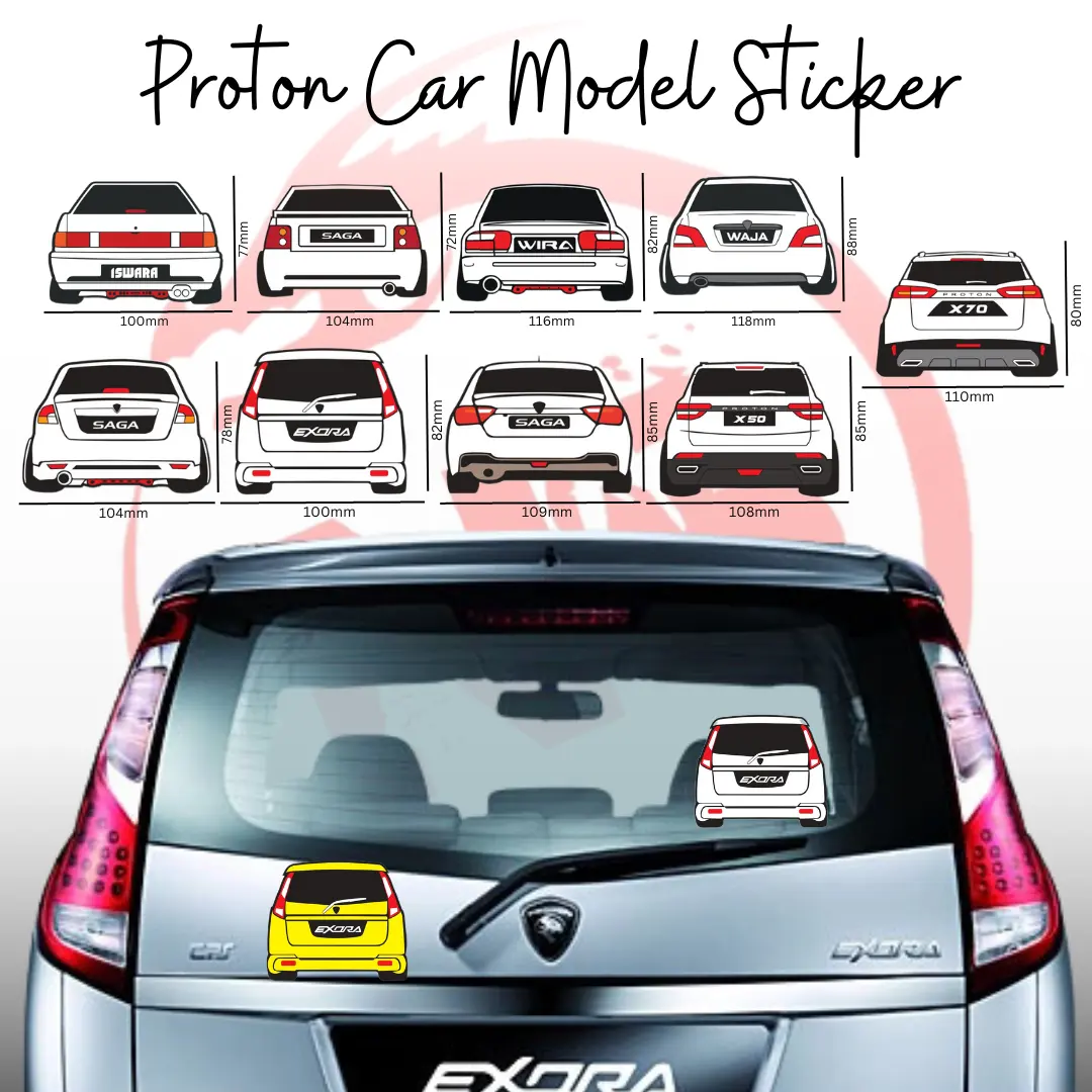 Proton Car Model Sticker *No Number Plat* Iswara/Wira/Saga/Waja/Exora ...