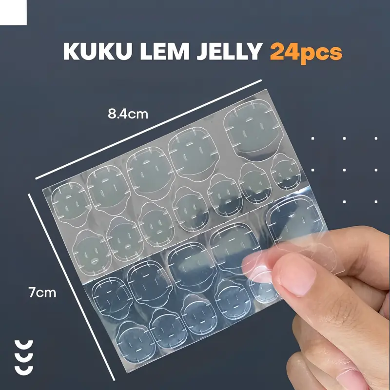 5SET ISI 24PC LEM KUKU FAKE NAILS Art Nail Glue LEM TEMPEL Stiker Silicone Tape Kuku Palsu 1
