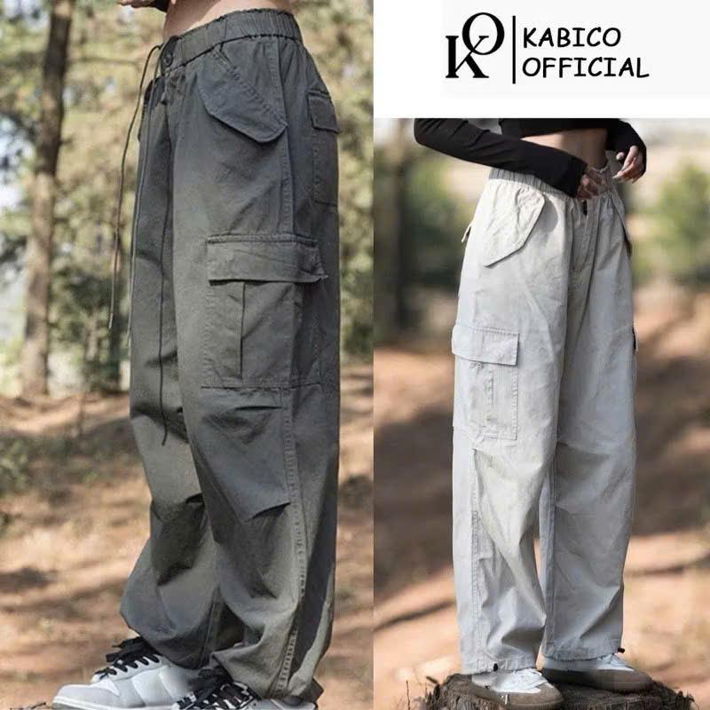 Quần kaki dáng rộng unisex, quần kaki cạp chun túi hộp mặc được 2 kiểu phong cách Hàn Quốc_A3