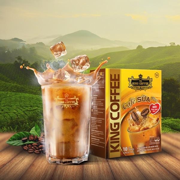 Cà Phê Sữa PLUS Hòa Tan 3IN1 KING COFFEE - Hộp 10 gói x 20g