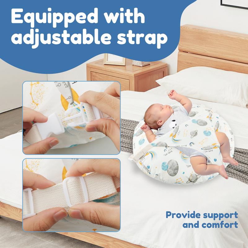 Product Introduction of Anti Roll Newborn Lounger Pillow with Adjustable Strap and Handle Comfortable Baby Lounger Pillow Breathable Newborn Lounger Pillow for Boys Girls 65x60cm usAn6 30