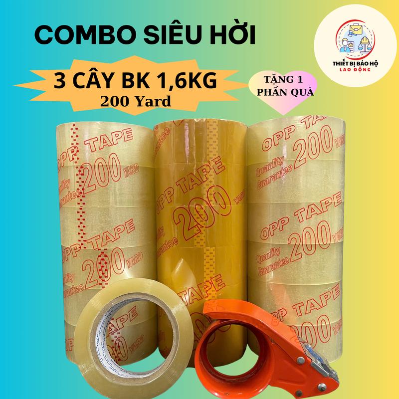  COMBO 3 Cây Băng Keo 1,6kg - 200 yard. 1 Cây 6 cuộn. Băng keo Trong - Đục Băng keo vàng đóng gói hàng hóa đóng thùng carton. 