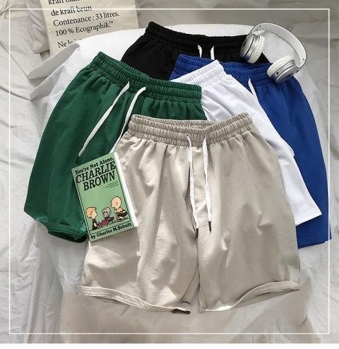 Product Introduction of Men's Sports Shorts Summer New Japanese Style Solid Color Simple Thin Loose Fit Five-Point Beach Shorts for Couples 1