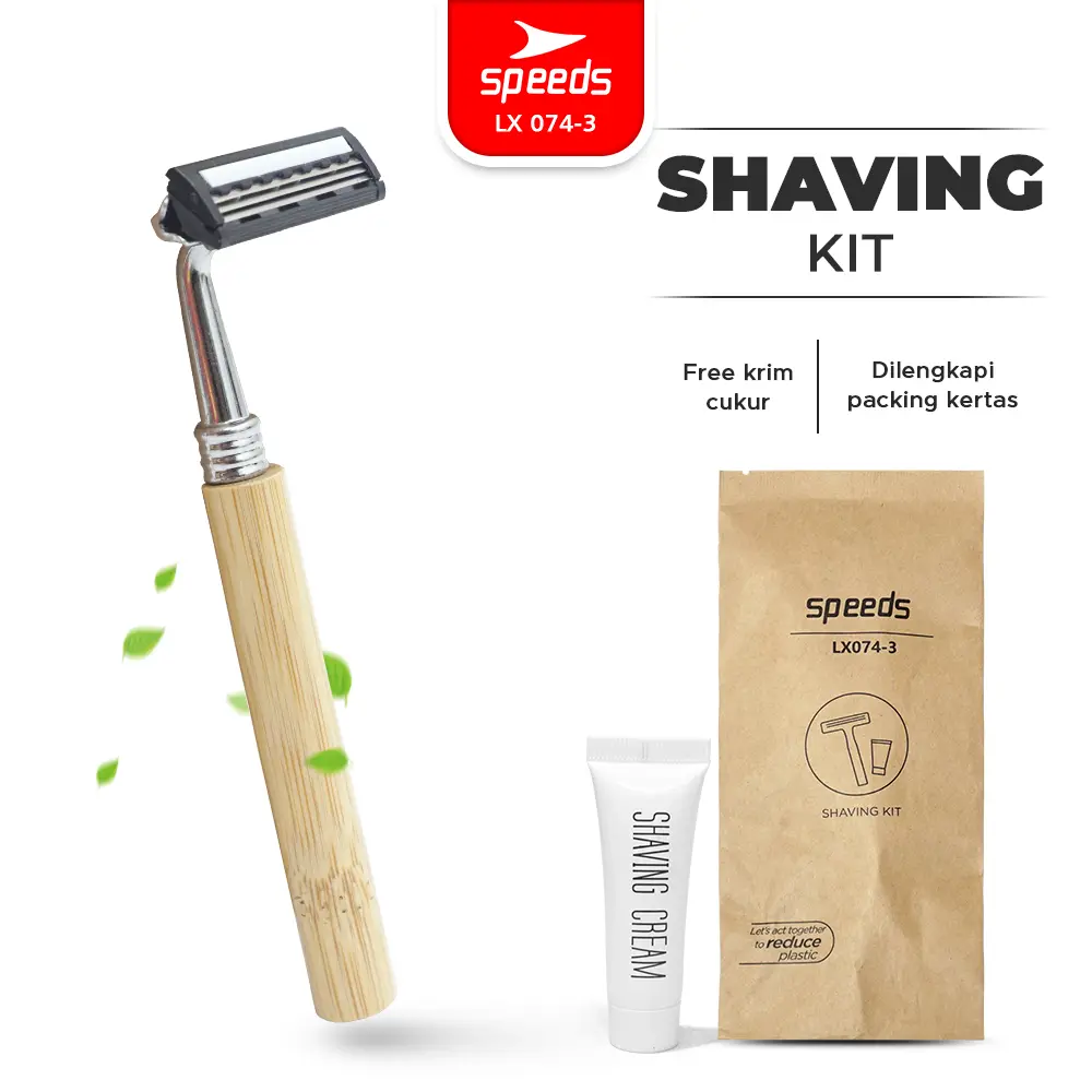 SPEEDS Shaving Kit Hotel 3 Mata Pisau Cukur Shaving Praktis Cream Jenggot Kumis Alat Cukur 074-3