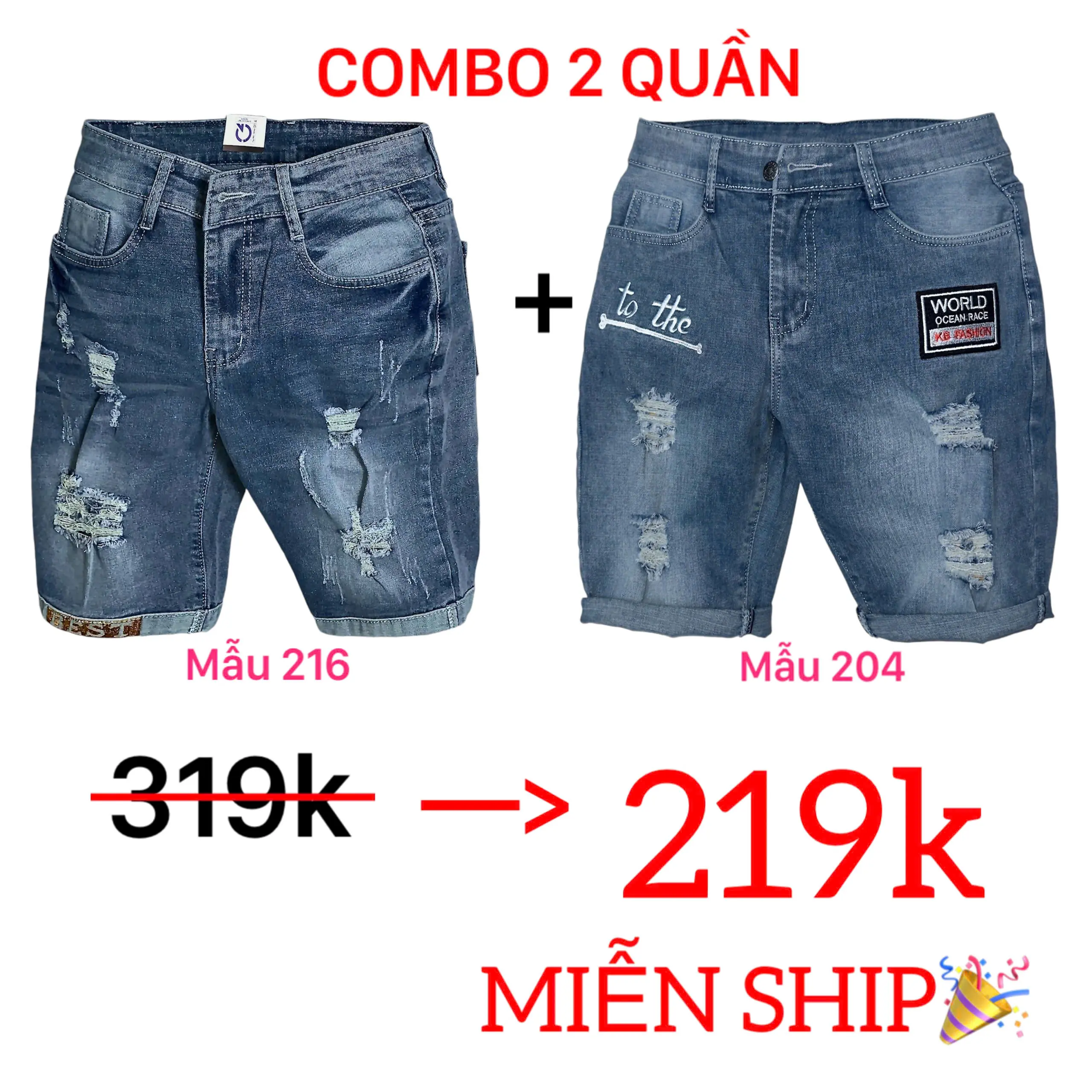 COMBO 2 Quần Short Jeans nam cao cấp chất liệu vải jean bò co giãn size 28-34 - Pants Menswear Có Túi