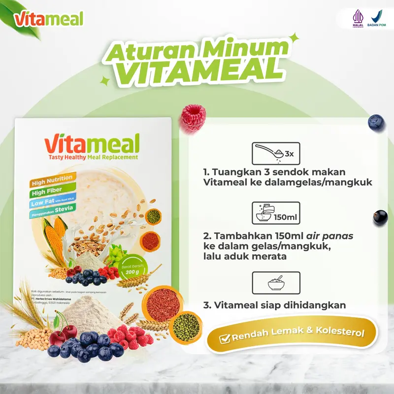 VITAMEAL Sereal Turunkan Gula Darah 200gr Rendah gula Organik 1