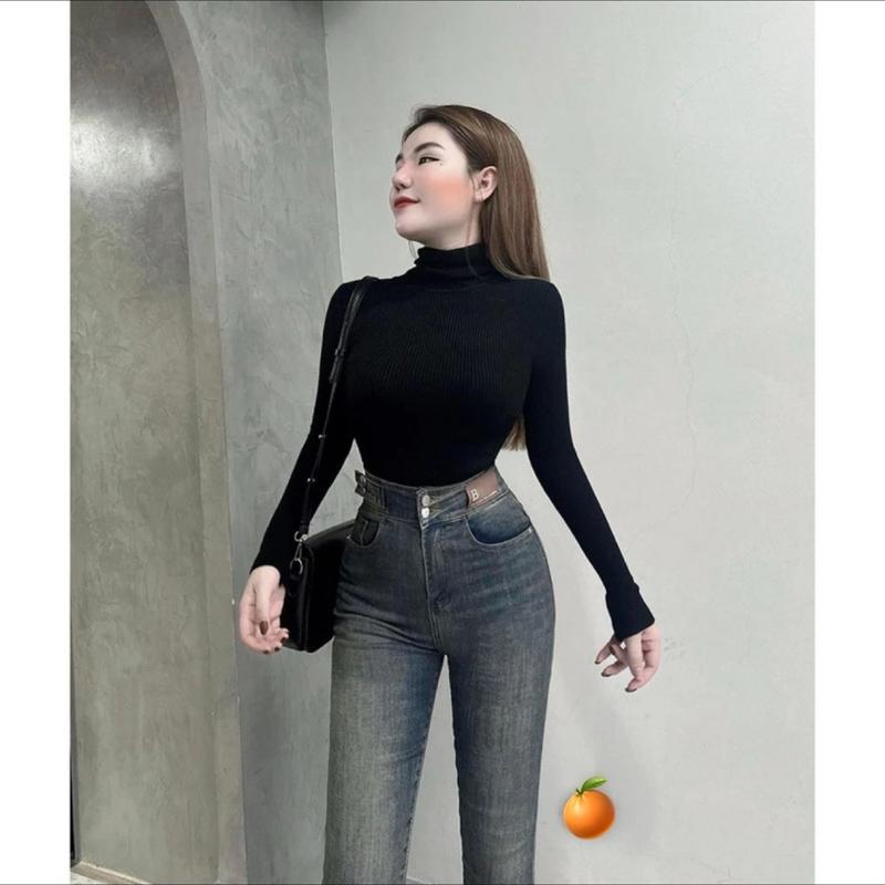 Quần jean nữ lưng cao hack dáng chất cotton co giãn mềm mịn MS612 3
