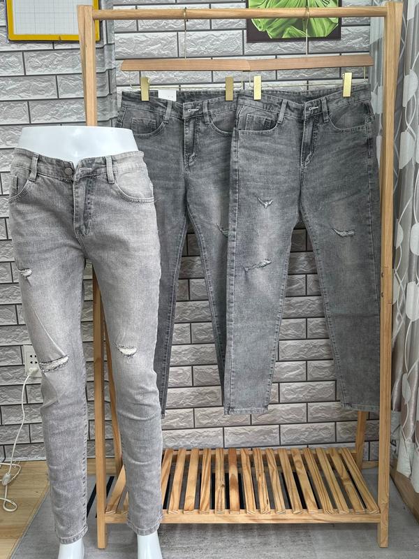 QUẦN JEANS NAM DÀI XÁM RÁCH XƯỚC 2 BÊN TẠO KIỂU PHONG CÁCH -QUẦN BÒ NAM CO GIÃN CHẤT DÀY MỊN FORM TÔN DÁNG 3