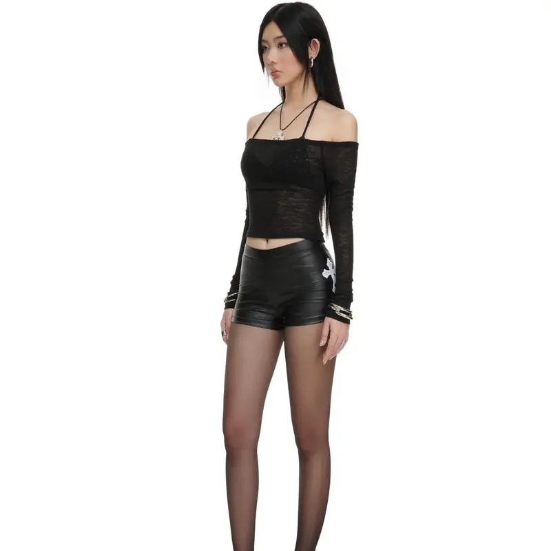 DAZZEL TOP - Set áo thun tay dài trễ vai phối áo bra kim sa lấp lánh (kèm áo trong) 2