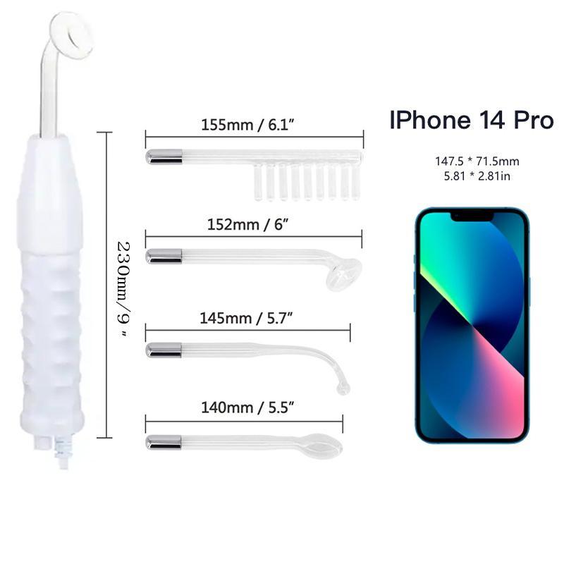 4 in 1 High Frequency Electrode Wand, Comfort Electrotherapy Glass Tube Beauty Device, Facial Skin Care Tool for Women & Men, High Frequency Wand 1