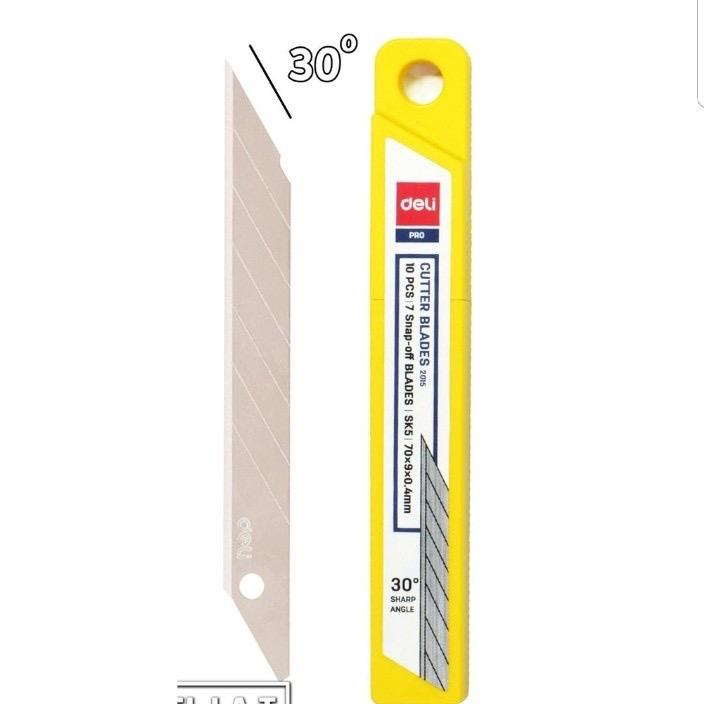 Hộp 10 Lưỡi dao rọc giấy nhỏ DELI 2015, lưỡi dao nhọn góc 30 độ sắc bén, bền, đẹp