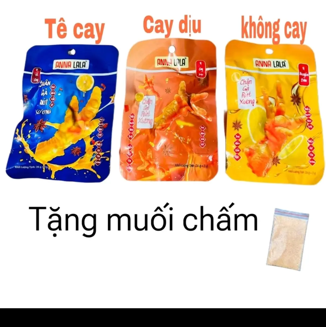 Com Bo 20 Chân Gà Rút xương Annalala (cay.không cay.cay dịu)Hàng Việt Nam Tặng Kèm Muối Chấm Chua