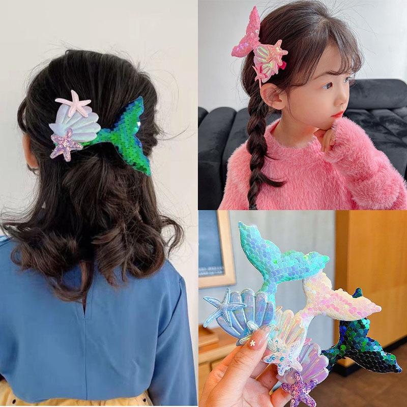 Kẹp Tóc Trẻ Em Nàng Tiên Cá Sequin Kẹp Bên Phong Cách Hàn Quốc Kẹp Mỏ Vịt Ngọt Ngào Kẹp Tóc Thời Trang Cho Bé Gái Cho Trẻ Em Phụ Kiện Tóc 7