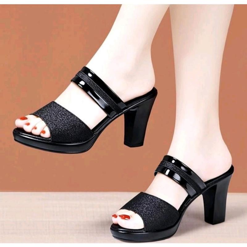 Product Introduction of Dép cao gót nữ Dép cao gót phối da kim tuyến 7f cao cấp Cao Su Sandal Đế Cao DéP 13