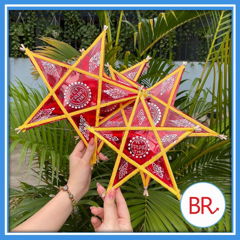  Đèn ông sao không viền truyền thống - Lồng đèn ông sao 2 size 25cm 40cm trang trí sự kiện decor Trung Thu  mẹt tre  lớp học cho bé 02045 